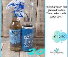 Biershampoo met glazen waterfles. (pakket 20)