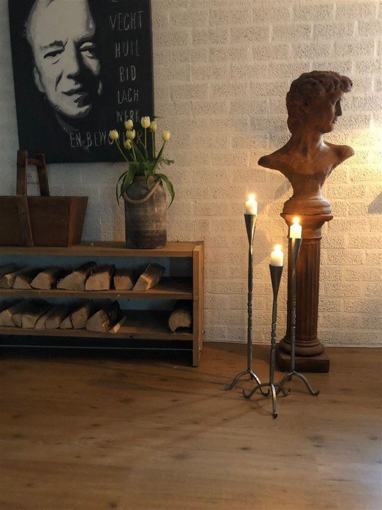 Fraaie smeedijzeren kandelaar,1 armig,grote maat-smeed - nr. 1