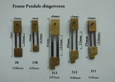 Slingerveren voor Franse pendule 5maten per stuk € 6,40