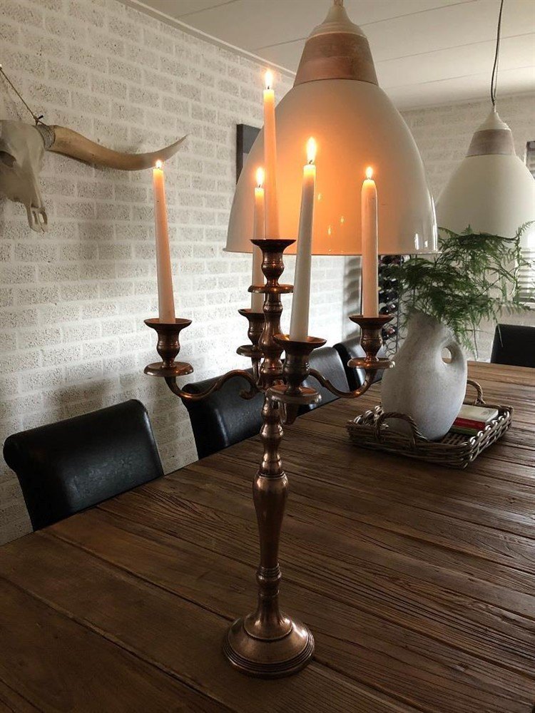 Kandelaar , kroonluchter, koper, 5 armen-deco-kaars - Afbeelding 7