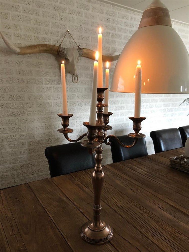 Kandelaar , kroonluchter, koper, 5 armen-deco-kaars - Afbeelding 8