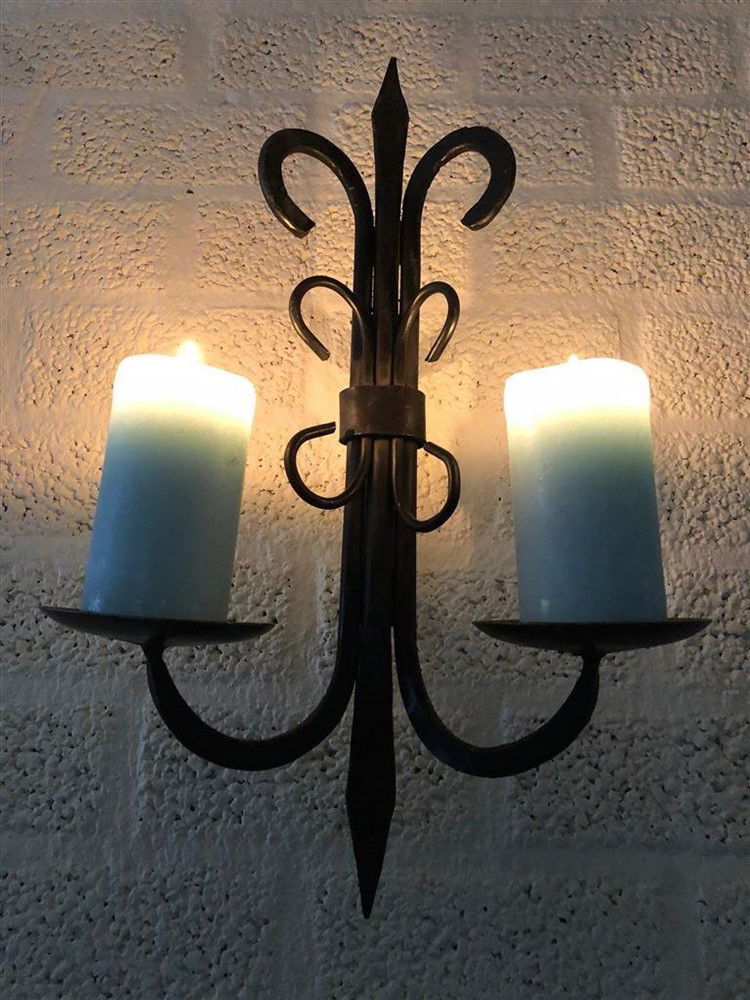 Prachtige smeedijzeren wandkandelaar-decoratie-kaars - Afbeelding 6