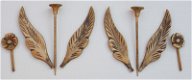 Messing bazuinen, vleugels en rozetten voor beelden van 7 - 11 cm. voor Friese klok. - 2 - Thumbnail
