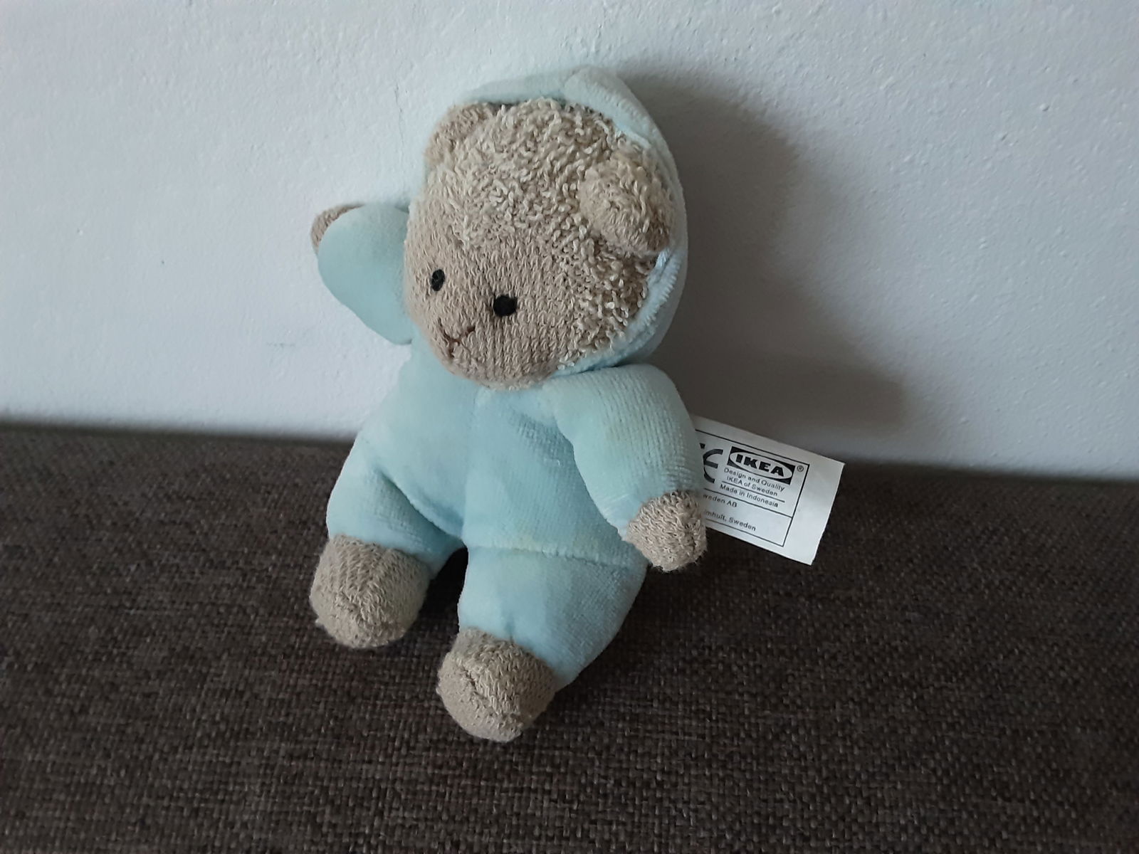 1200 Ikea beer kramig badstof lichtblauw velours pakje 11cm - nr. 1