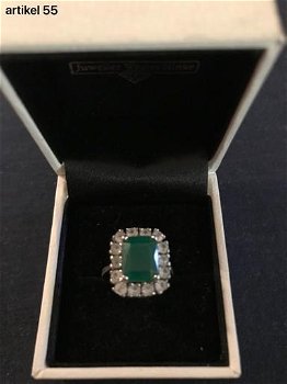 zilveren ring met syntetische smaragd - 0