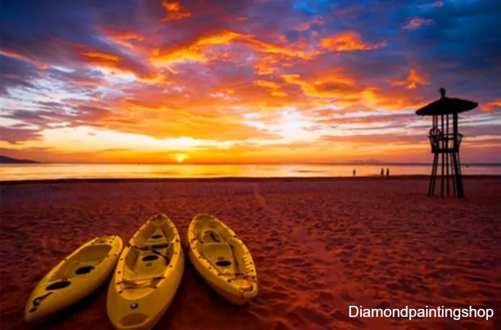 AANBIEDING: FULL diamond painting sunset boat XL - nr. 1