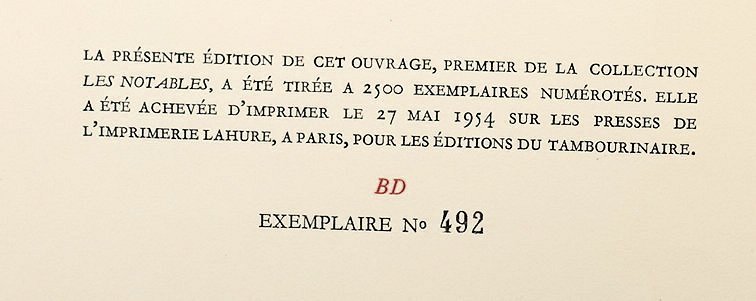 Propos de O.L. Barenton Confiseur 1954 Detoeuf - 1/2500 ex. - 2