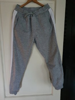 Divided H&M licht grijze joggingbroek met witte bies maat M - 3