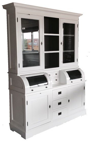 Buffetkast met bolle kleppen wit - grijs 150 x 210cm - nr. 1