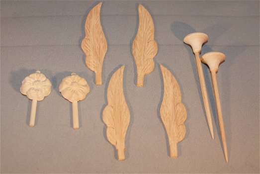 Compleet set messing toebehoren, vleugels, trompetten, bazuinen voor Friese klok beeld 11 - 15 cm. - 3