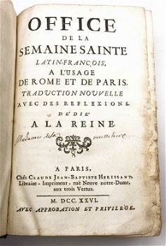 Office de la Semaine Sainte Latin-Francois 1726 Herrisant - 3