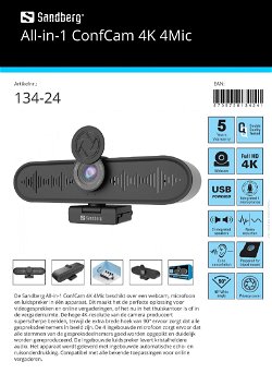 All-in-1 ConfCam 4K 4Mic webcam, microfoon luidsprekers