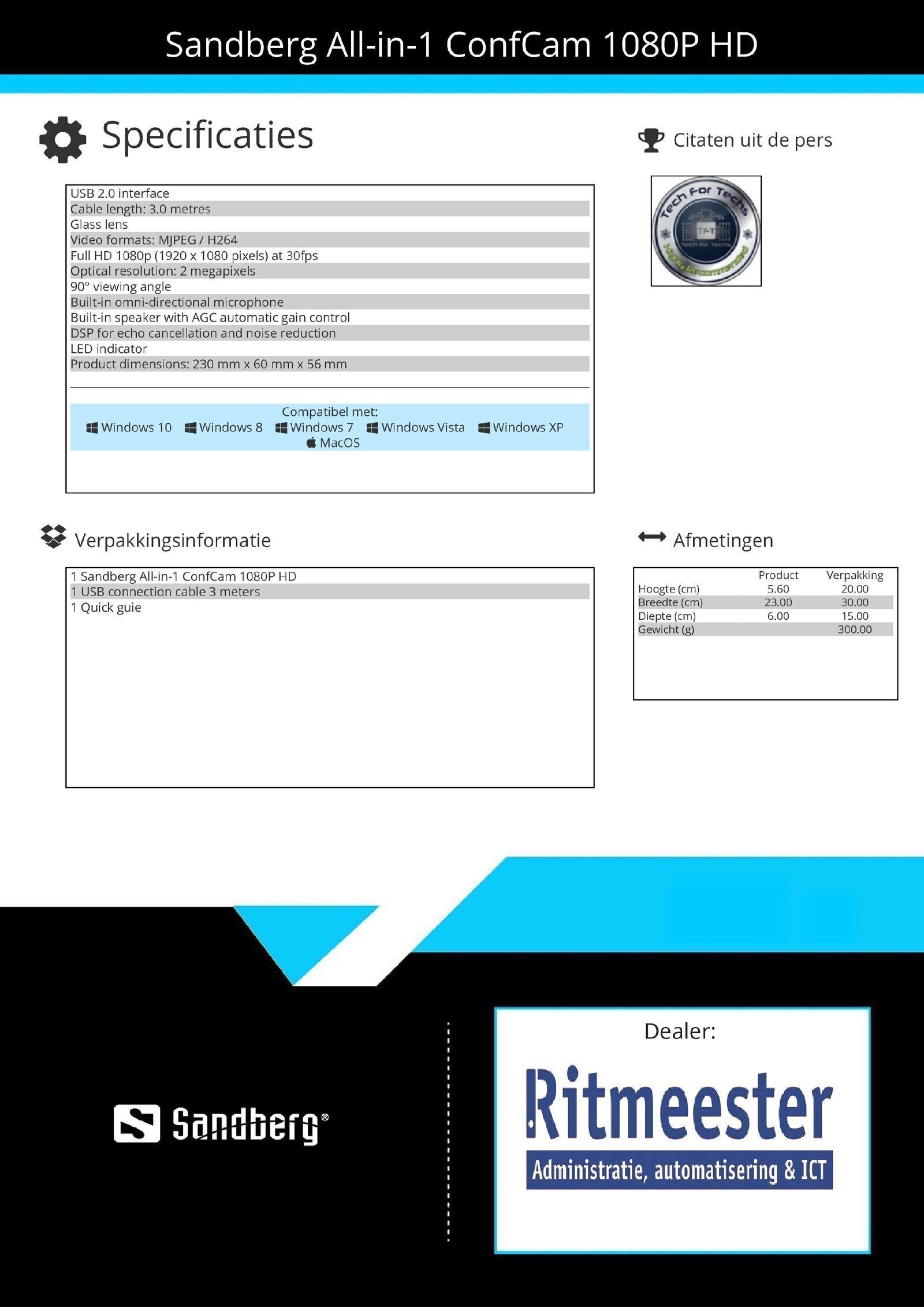 All-in-1 ConfCam 1080P HD camera, microfoon en luidspreker in één apparaat - Afbeelding 3