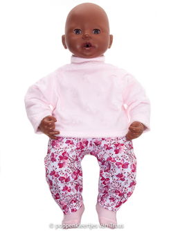 Annabel 46 cm Wintersetje roze/bloem/sokjes