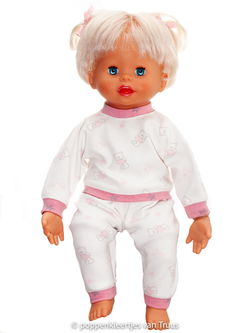 Pop 38 cm Pyjama roze beertjes