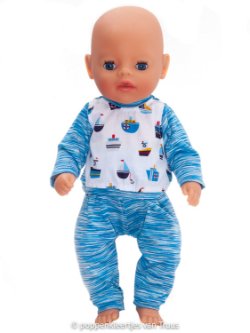 Baby Born Soft 36 cm Jongens pyjama blauw/bootjes/streepjes