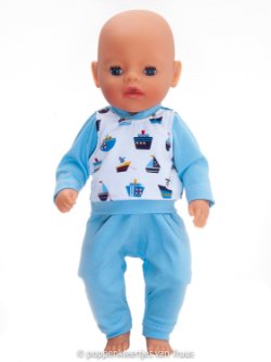 Baby Born Soft 36 cm Jongens pyjama blauw/scheepjes