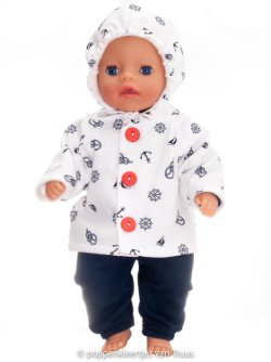 Baby Born Soft 36 cm Jongens jasje wit/blauw/maritiem