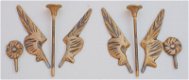 Fraaie handgedraaide beschilderde houten knoppen de buitenste hoog ca. 14 cm., middelste ca. 15 cm. - 5 - Thumbnail