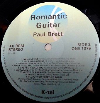 LP Paul Brett,romantische gitaar,zgan,K-Tel ‎– ONE 1079,1980 - 4