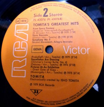 LP Isao Tomita,Greatest Hits,RCA Victor- PL 43076,zgan,1979 - 3