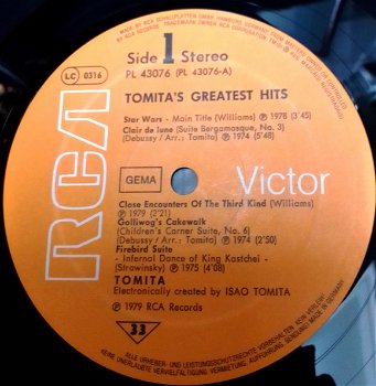 LP Isao Tomita,Greatest Hits,RCA Victor- PL 43076,zgan,1979 - 4