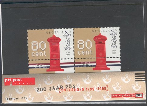449 - Nederland postzegelmapje nvphnr. 203 postfris - 0