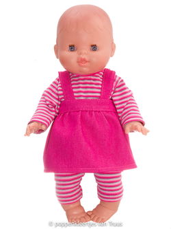 Paola Reina 34 cm Overgooiersetje fuchsia/streep
