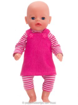 Baby Born Soft 36 cm Overgooiersetje fuchsia/streep