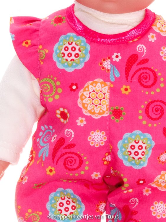 Hema pop 40 cm Salopettesetje roze/bloem - Afbeelding 2