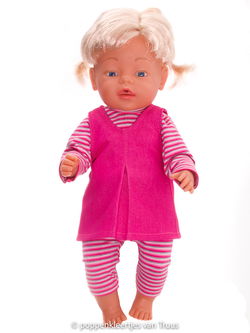 Baby Born 43 cm Overgooiersetje fuchsia/streep