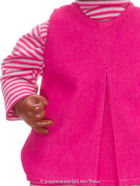 Annabel 46 cm Overgooiersetje fuchsia/streep - Afbeelding 2