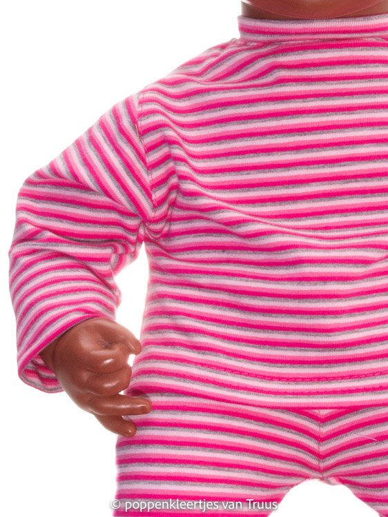 Annabel 46 cm Overgooiersetje fuchsia/streep - Afbeelding 4
