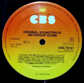 LP soundtrack Watership Down,NL(p),1978,Label:CBS 70161, gst - 4