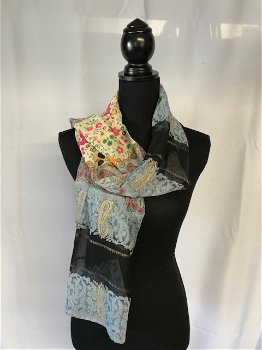 Fleurige sjaal grijs/zwart - 1