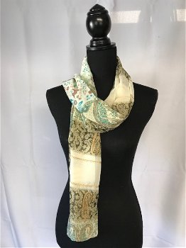 Fleurige sjaal beige - 1