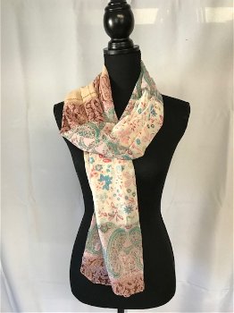 Fleurige sjaal rose/beige - 1