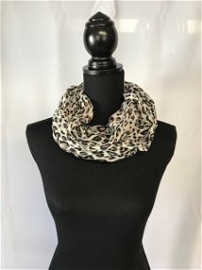 Tijgerprint sjaal met beige/bruin/zwart