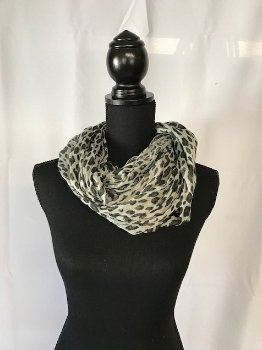 Tijgerprint sjaal met grijs/bruin/zwart - 0