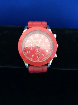 Siliconen horloge rood - 0