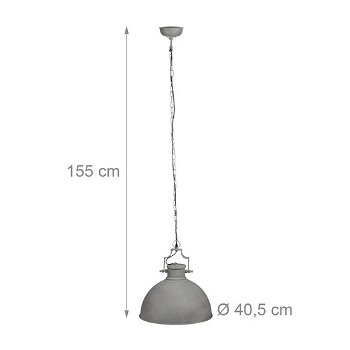Hanglamp industriële stijl groot - shabby look - plafondlamp metaal grijs - 2