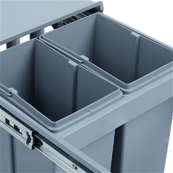 Inbouw prullenbak keuken - uitschuifbare vuilnissysteem - 3 of 4 vakken - grijs - 3