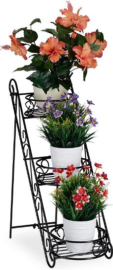 Plantenrek - metaal - plantentrap - bloementrap - bloemenrek - buiten - zwart