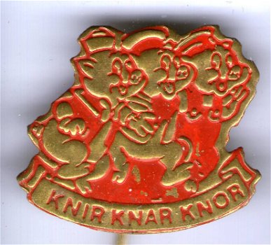 Knir Knar & Knor rood op koper stripspeldje ( J_020 ) - 0