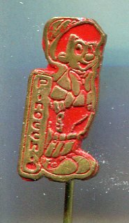 Pinoccio rood op koper stripspeldje ( J_030 ) - nr. 1