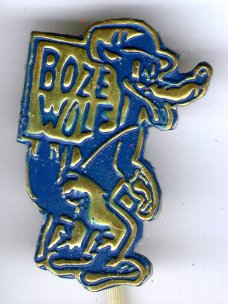 Boze Wolf blauw op koper stripspeldje ( J_040 )