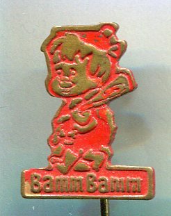 Bamm-Bamm Rubbels rood op koper stripspeldje ( J_042 ) - 0