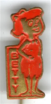 Betty Rubbel rood op koper stripspeldje ( J_048 ) - 0