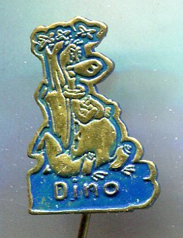 Dino Flintstones blauw op koper stripspeldje ( J_050 ) - 0