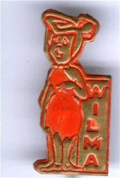 Wilma Flintstones rood op koper stripspeldje ( J_054 ) - 0